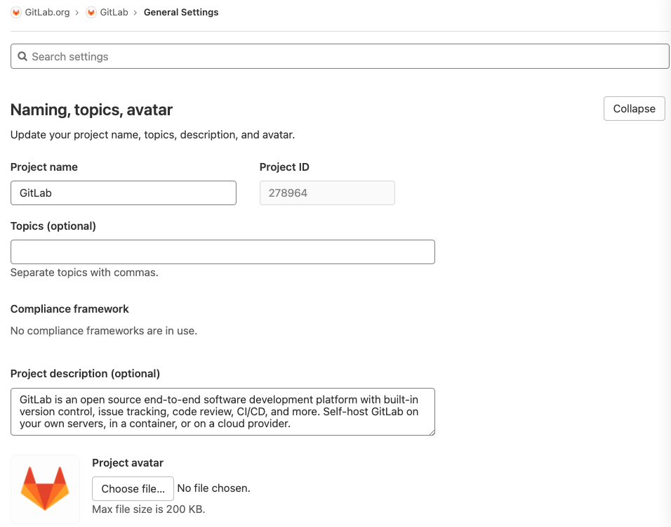 Index · Settings · Project · User · Help · GitLab
